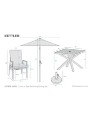 Kettler Anthracite Grey Tudor Garden 4 Seater Reclining Set with Parasol a Base - Image 4 of 6