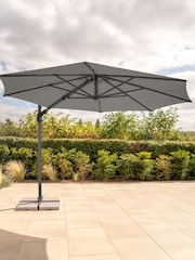 Kettler Slate Grey Luna 3m Round Garden Cantilever Parasol with Base Slate - Image 1 of 3