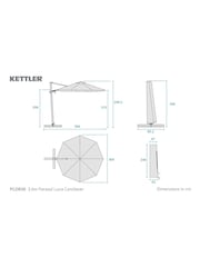 Kettler Slate Grey Luna 3m Round Garden Cantilever Parasol with Base Slate - Image 3 of 3