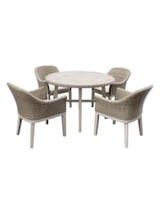 Kettler Natural Avora Garden 4 Seater Dining Set with Round Back Wicker Chairs - Image 4 of 6