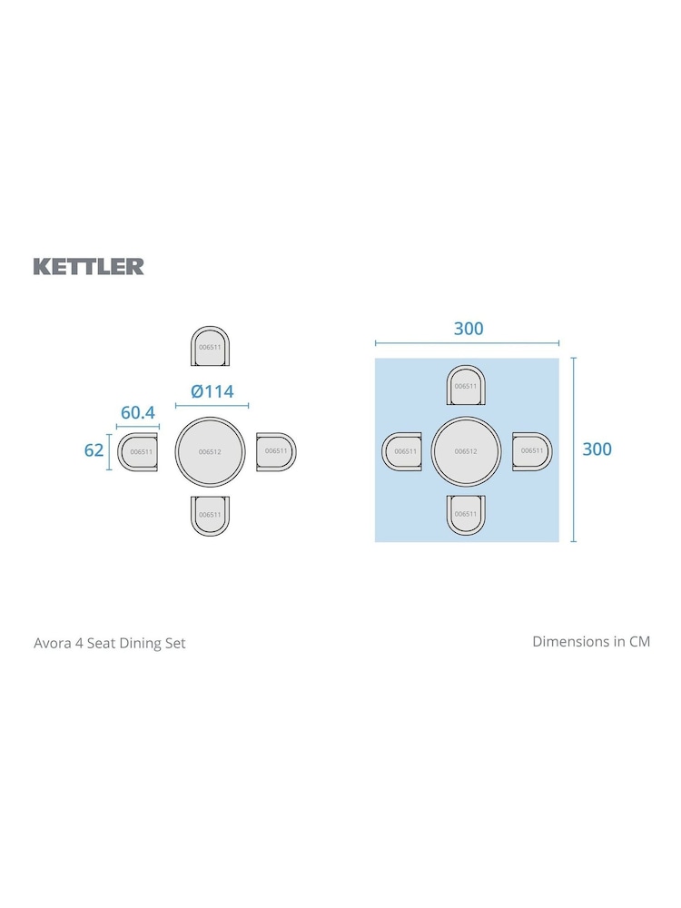 Kettler Natural Avora Garden 4 Seater Dining Set with Round Back Wicker Chairs - Image 6 of 6 Kettler Natural Avora Garden 4 Seater Dining Set with Round Back Wicker Chairs - Image 6 of 6