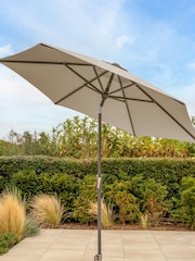 Kettler Stone Cream 25m Wind Up Garden Parasol with Auto Tilt Night - Image 1 of 4