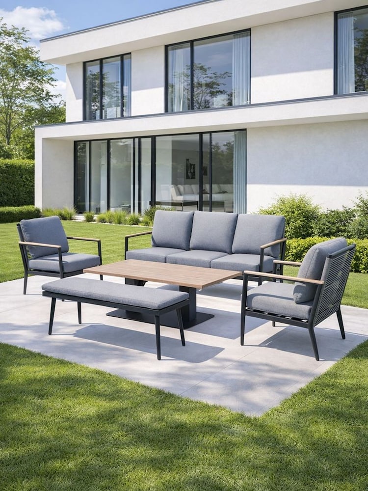 Kettler Grey Merano Garden Sofa Set Rectangular High/Low Table - Image 1 of 6 Kettler Grey Merano Garden Sofa Set Rectangular High/Low Table - Image 1 of 6