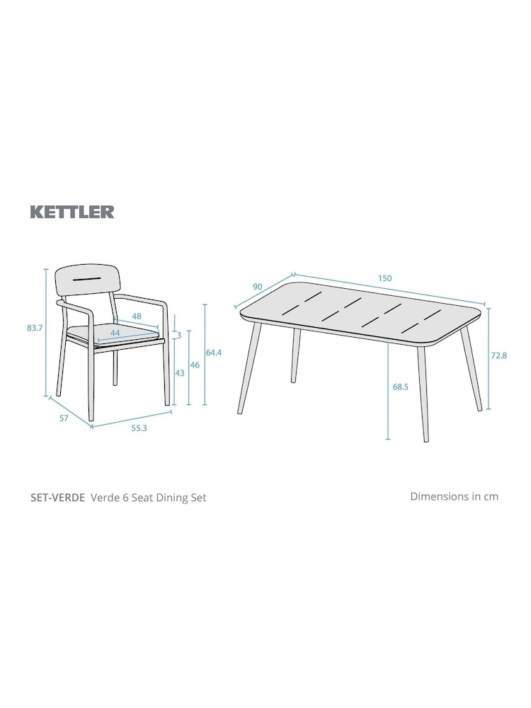 Kettler Green Verde 6 Seater Garden Dining Set - Image 5 of 5 Kettler Green Verde 6 Seater Garden Dining Set - Image 5 of 5