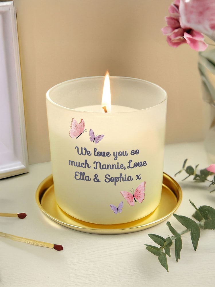 Personalised Butterfly Frosted Candle by PMC - Image 1 of 3