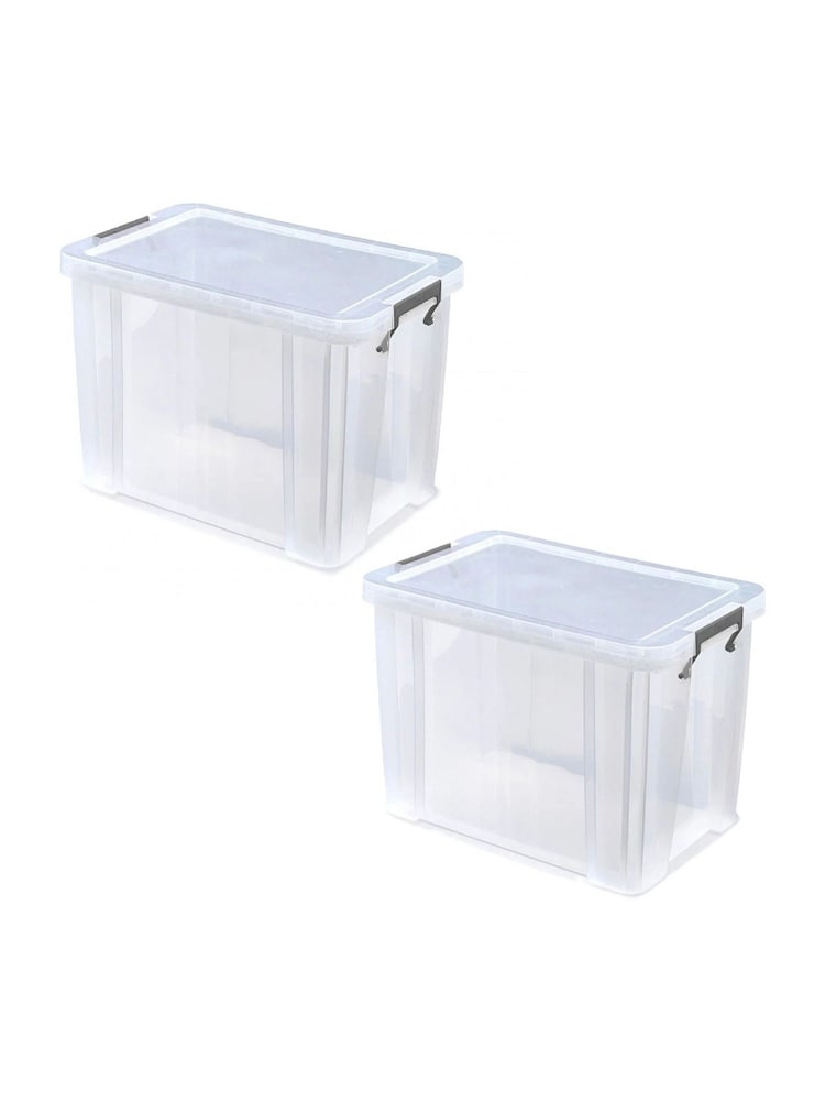 Whitefurze Set of 2 Clear 26L Storage Boxes - Image 1 of 2 Whitefurze Set of 2 Clear 26L Storage Boxes - Image 1 of 2
