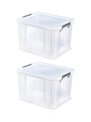 Whitefurze Set of 2 Clear 36L Storage Boxes - Image 1 of 6