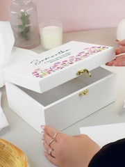 Personalised Floral Wooden Keepsake Box by PMC - Image 3 of 4
