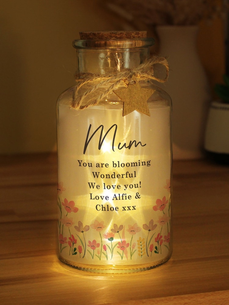 Personalised Floral LED Light Up Jar by PMC - Image 1 of 3 Personalised Floral LED Light Up Jar by PMC - Image 1 of 3