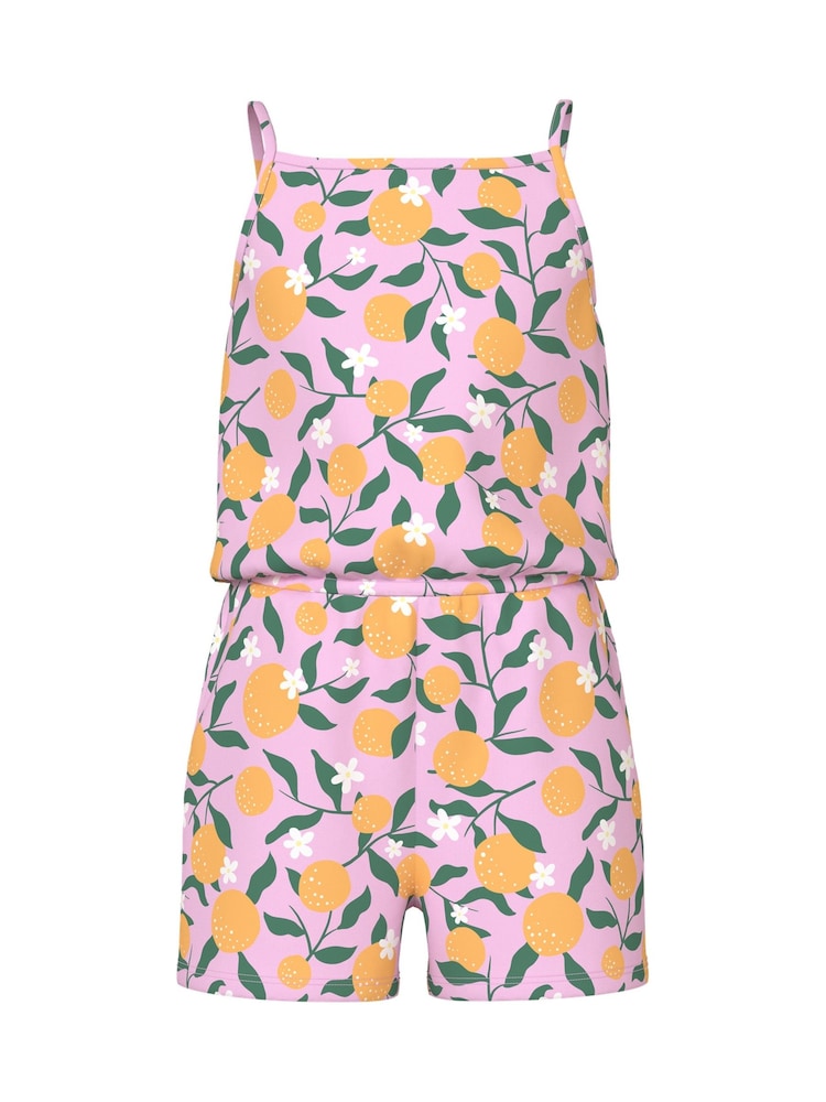 Name It Orange Print Pink Sleeveless Short Playsuit - Image 1 of 3