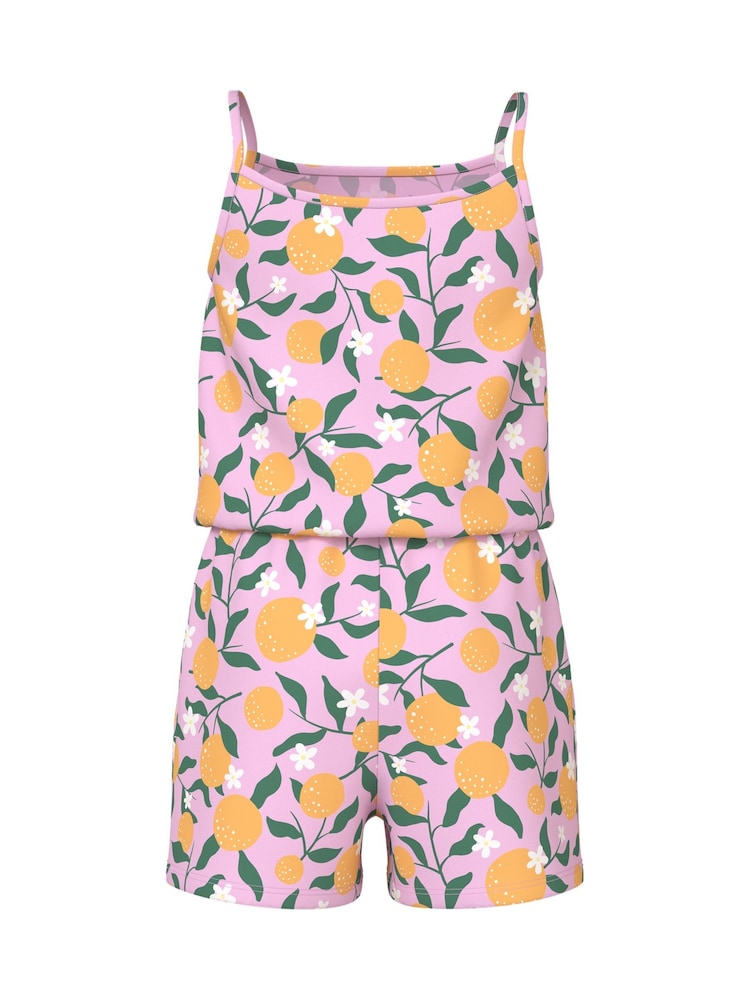 Name It Orange Print Pink Sleeveless Short Playsuit - Image 2 of 3