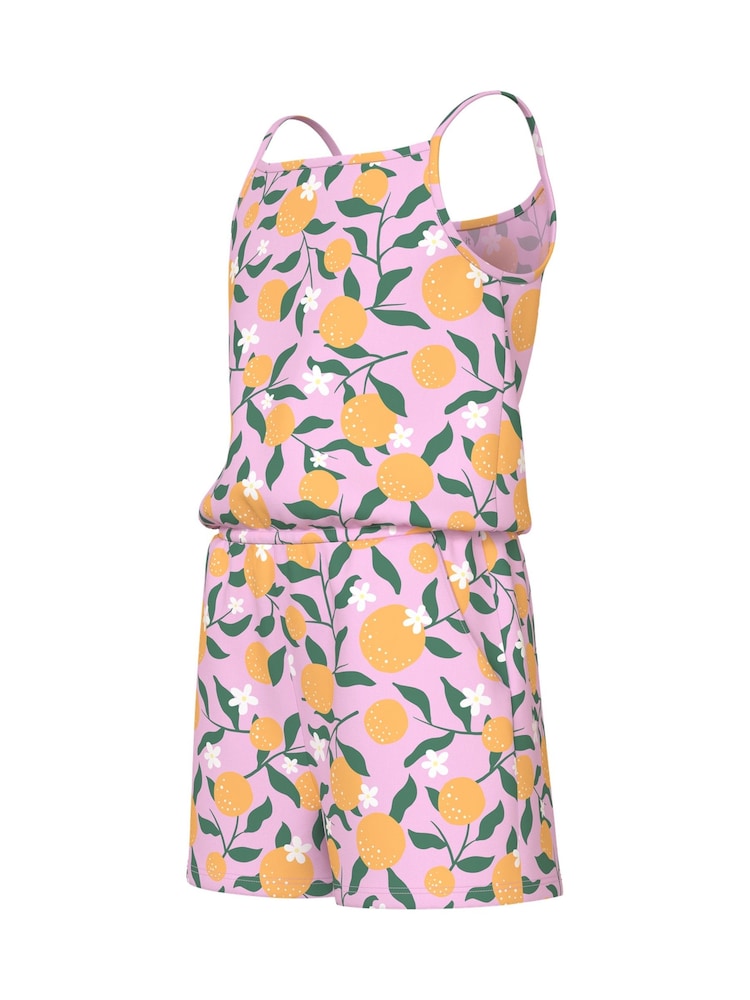 Name It Orange Print Pink Sleeveless Short Playsuit - Image 3 of 3