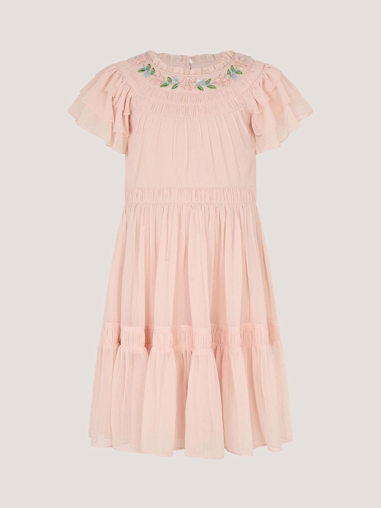 Monsoon Carmen Embellished Collar Tiered Dress - Imaginea 2 din 4 Monsoon Carmen Embellished Collar Tiered Dress - Imaginea 2 din 4