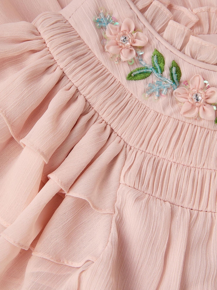 Monsoon Carmen Embellished Collar Tiered Dress - Imaginea 4 din 4 Monsoon Carmen Embellished Collar Tiered Dress - Imaginea 4 din 4