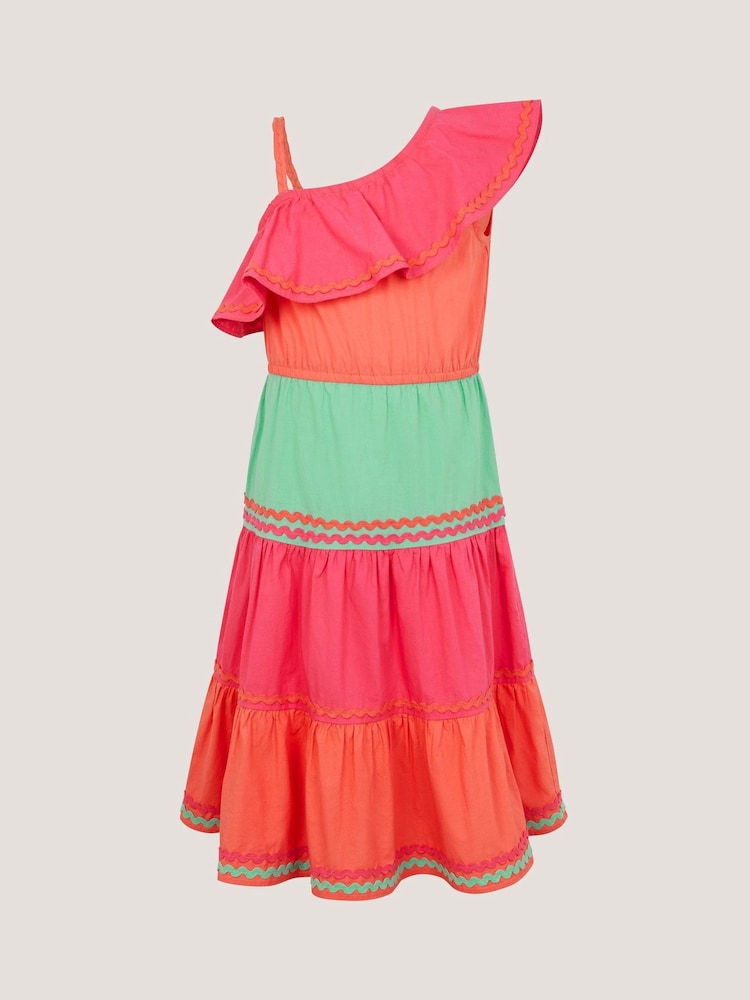 Monsoon Kjole Med En Skulder Med Fargeblokking - Bilde 1 av 3