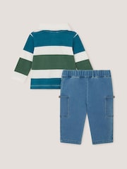 Monsoon Blue Baby Digby Polo Top & Joggers Set - Image 2 of 4