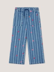 Monsoon Blue Embroidered Heart Stripe Denim Jeans - Image 1 of 3