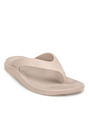 Totes Cream Solbounce Toe Post Flip Flops Sandals - Image 3 of 5