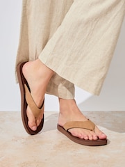 Totes Square Toe Faux Suede Flip Flops - Imaginea 1 din 5