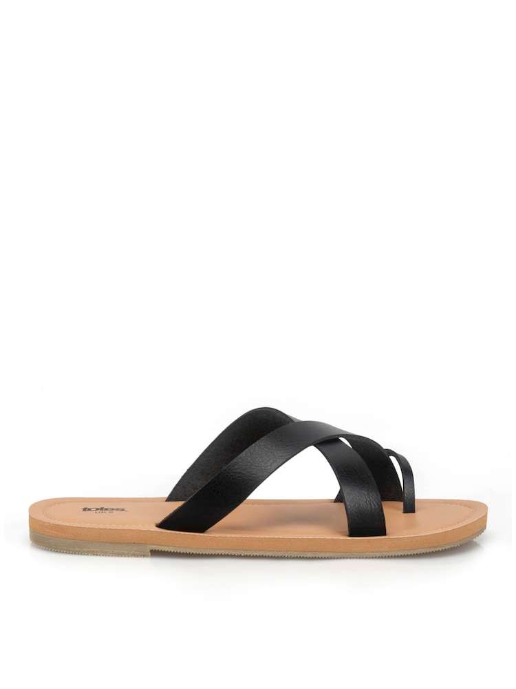 Totes Black Toe Post Strap Sandals - Image 2 of 5
