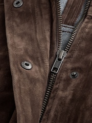 Chocolate Brown N.Premium Flocked Denim Bomber Jacket - Image 9 of 9