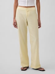 Gap Black Low Rise Linen-Blend Flare Trousers - Image 1 of 4