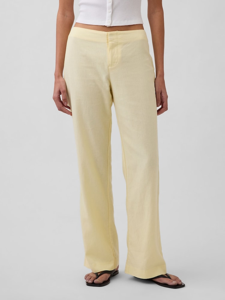 Gap Black Low Rise Linen-Blend Flare Trousers - Image 1 of 4