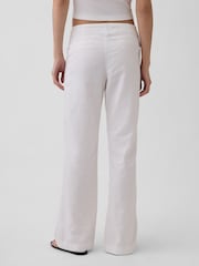 Gap White Low Rise Linen-Blend Flare Trousers - Image 2 of 4