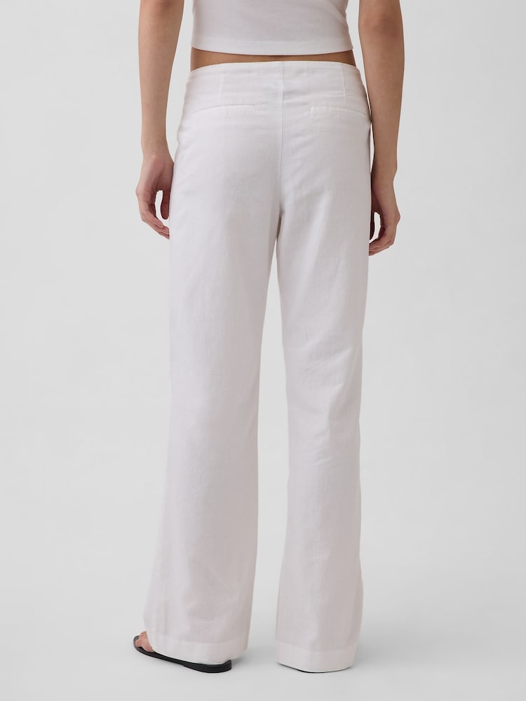 Gap White Low Rise Linen-Blend Flare Trousers - Image 2 of 4