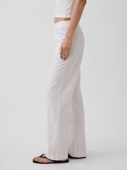 Gap White Low Rise Linen-Blend Flare Trousers - Image 4 of 4