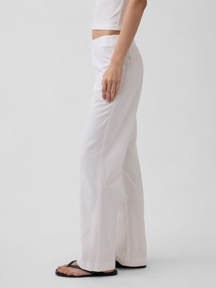 Gap White Low Rise Linen-Blend Flare Trousers - Image 4 of 4