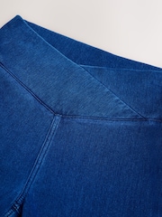 Dark Blue Wrap Waist - 平織牛仔寬腿褲 - 圖片 3，共 3