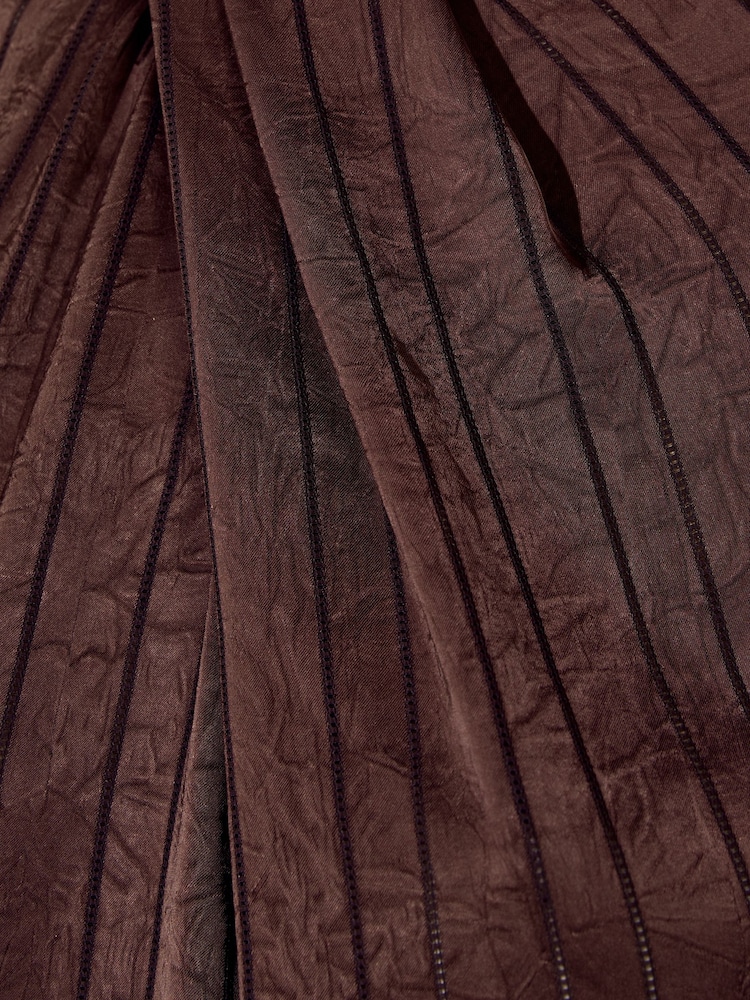 Chocolate Brown - Friends Like These Satin Twist Neck Long Sleeve Blouse - Larawan 6 ng 6