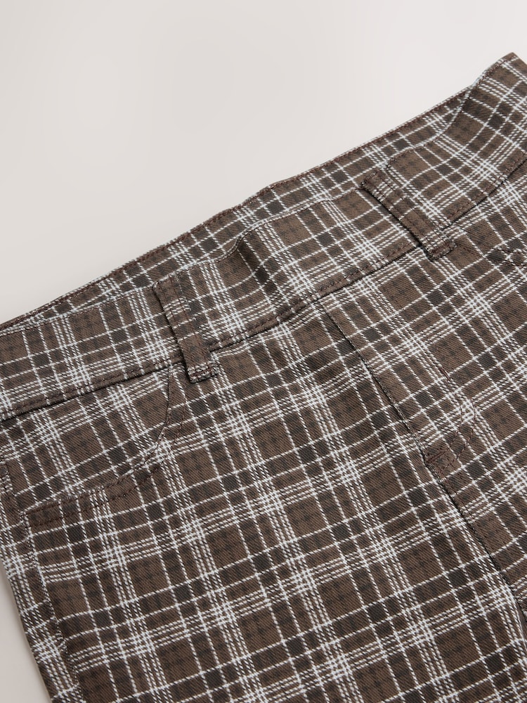 Chocolate Brown Check Print Jersey Bootcut Leggings - Image 3 of 3