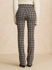 Chocolate Brown Check Print Jersey Bootcut Leggings - Image 4 of 8