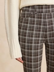 Chocolate Brown Check Print Jersey Bootcut Leggings - Image 5 of 8