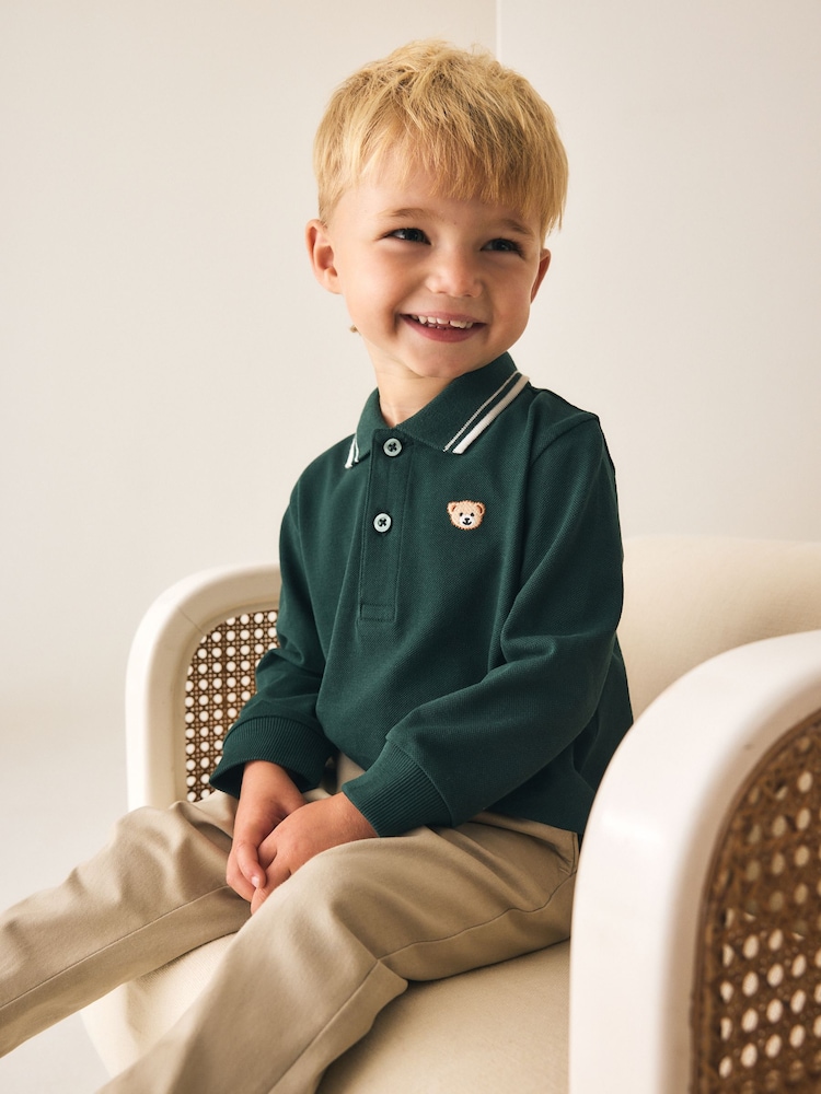 Green Long Sleeve Polo Shirt (3mths-7yrs) - Image 1 of 4 Green Long Sleeve Polo Shirt (3mths-7yrs) - Image 1 of 4