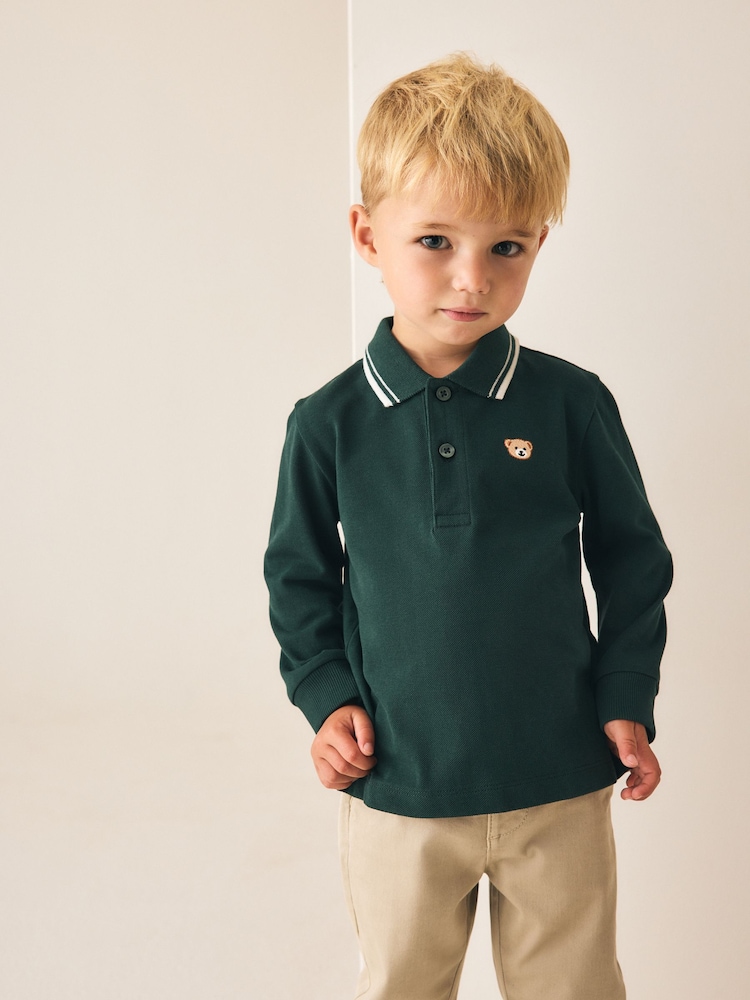 Green Long Sleeve Polo Shirt (3mths-7yrs) - Image 2 of 4 Green Long Sleeve Polo Shirt (3mths-7yrs) - Image 2 of 4