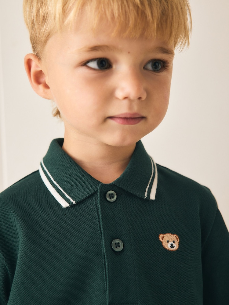 Green Long Sleeve Polo Shirt (3mths-7yrs) - Image 4 of 4 Green Long Sleeve Polo Shirt (3mths-7yrs) - Image 4 of 4
