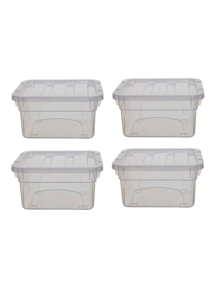 Whitefurze Set of 4 Clear 18cm Storage Boxes - Image 1 of 2 Whitefurze Set of 4 Clear 18cm Storage Boxes - Image 1 of 2