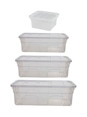 Whitefurze Set of 4 Clear Spacemaster Multiple Size Storage Boxes - Image 1 of 3