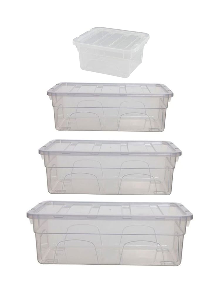Whitefurze Set of 4 Clear Spacemaster Multiple Size Storage Boxes - Image 1 of 3 Whitefurze Set of 4 Clear Spacemaster Multiple Size Storage Boxes - Image 1 of 3