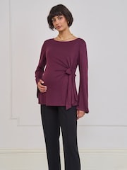 Seraphine Purple Maternity Tie Detail Top - Image 1 of 4