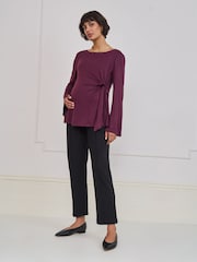 Seraphine Purple Maternity Tie Detail Top - Image 2 of 4