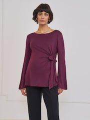 Seraphine Purple Maternity Tie Detail Top - Image 3 of 4