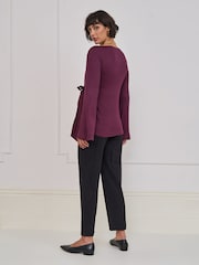 Seraphine Purple Maternity Tie Detail Top - Image 4 of 4