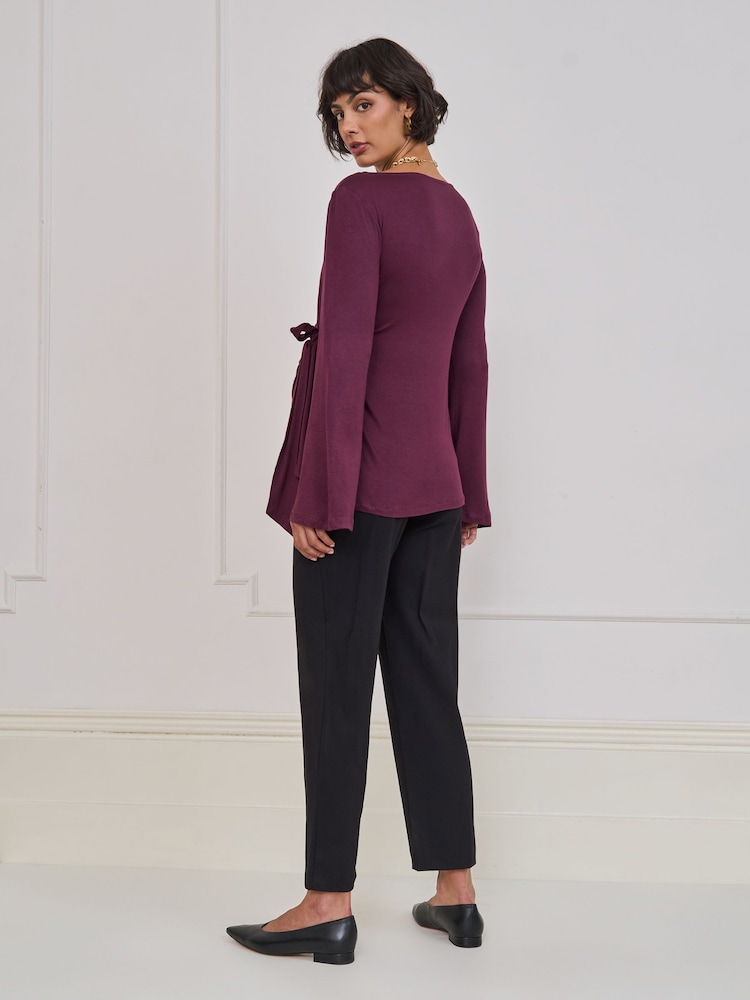 Seraphine Purple Maternity Tie Detail Top - Image 4 of 4