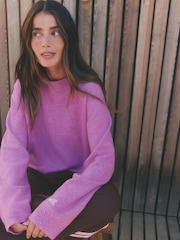 self. Bright Pink Knitted Boxy Crew Neck Jumper - Image 3 of 5