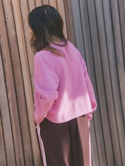 self. Bright Pink Knitted Boxy Crew Neck Jumper - Image 4 of 5