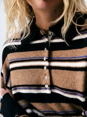 Lipsy Camel Stripe Knitted Wool Blend Rugby Jumper - Image 4 of 4